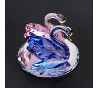 Glorlliant Crystal Swan Glass Figurine Ornament, Pink/Blue Accent