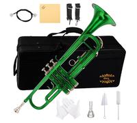 Glory Bb Trumpet - Trumpets for Beginner or Advanced Student with Case, pair of gloves,Green