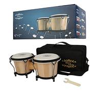 Glory Bongo Drums 6” and 7” Wood Percussion Instrument Bongos with bag and tuning Key,Natural