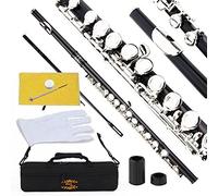 Glory Closed Hole C Flute With Case, Tuning Rod and Cloth,Joint Grease and Gloves-black color