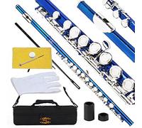 Glory Closed Hole C Flute With Case, Tuning Rod and Cloth,Joint Grease and Gloves Blue-More Colors available,Click to see more colors