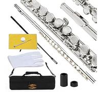 Glory Closed Hole C Flute With Case, Tuning Rod and Cloth,Joint Grease and Gloves Nickel Siver