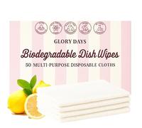 Glory Days Biodegradable Dish Wipes - 50 Count Pre-Soaped Plant-Based Cloths for Travel Camping & Everyday Use Eco-Friendly & Vegan