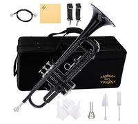 GLORY ESTD. 1962 Bb Trumpet - Trumpets for Beginner or Advanced Student with Case, pair of gloves-Black