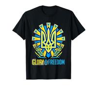 Glory & Freedom Ukrainian Tryzub Geometric Art Sun T-Shirt