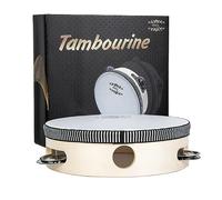 Glory Hand Held Tambourine Drum 8 inch Bell Birch Metal Jingles Percussion Gift Musical Educational Drum Instrument for KTV Party Games (8 inch)