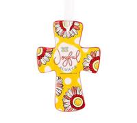 Glory Haus "Be Joyful Always Wall Cross - Ceramic Crosses Wall Decor, 4.5"x 6.5" Decorative Cross, Bright & Bold Patterns, Christian Decorations, Catholic Decor, Inspirational Crucifix Cross