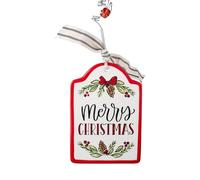 Glory Haus, Vintage Flat Christmas Ornaments for Indoor, Hand-Painted, Ceramic with Wire Hangers (Merry Christmas)