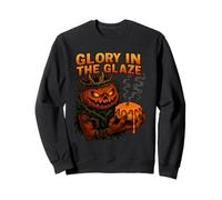 Glory in the Glaze Pumpkin Horror Holding Donut Art Sweatshirt