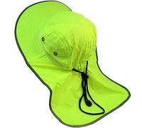 Glory Max High Visibility Reflective Work Safety Bucket Hat Cap Mesh Neck Flap, Half Brim Solid Flap Green 1pc, One size