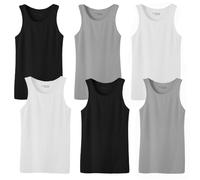 Glory Max Men's 100% Cotton Tank Top Ribbed Plain Basic Slim Fit Muscle A-Shirt Undershirts, 2black+2gray+2white, S