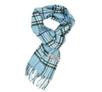 Glory Max Unisex Classic Tartan Plaid Winter Scarf Soft Cashmere Feel 72"x12", Light Blue, 72" x 12" x 0.2"