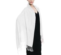Glory Max Women Large Soft Silky Pashmina Shawl Wrap Scarf in Plain Solid Colors, White