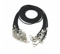 Glory Qin 10pcs Black Wax Cord Leather Necklace Cord Chain 1.5mm 2" Extension Chain (32 Inches)