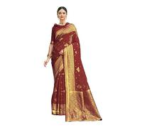 Glory Sarees Women’s Banarasi Silk Saree With Blouse Piece (Kalamkari105_Parent), Maroon, One Size