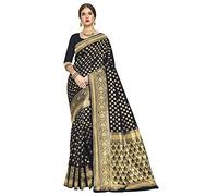 Glory Sarees Women's Kanchipuram Art Silk Saree With Blouse Piece, Black, One Size