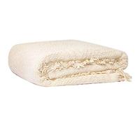 GLORY SEASON 100% Cotton Throw Blanket with Fringe Soft Warm Cover for Sofa Bedding Living Room Decoration 50x60 Inches, Cream White