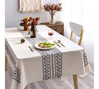 GLORY SEASON Modern and Minimalist Tablecloth Linen Fabric Farmhouse Decoration 52x70 Rectangle Bohemian Printed Pattern Non-Fade Washable Stylish Oblong Table Cover for Kitchen Dining Tabletop