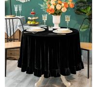 GLORY SEASON Velvet Tablecloth Luxurious Solid Rectangle Table Cloth,Oblong Retro Farmhouse Ruffle Tablecloths Washable Table Cover for Party Wedding Baby Shower Kitchen Dinning Tabletop Decoration