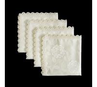 GLORY SEASON Waterproof Spillproof Napkin with Lace Trim Washable Cloth Dinner Napkins 4 Pack 18X18 Inch,Reusable,Natural for Dinners,Parties Wedding and Everyday Use