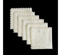 GLORY SEASON Waterproof Spillproof Napkin with Lace Trim Washable Cloth Dinner Napkins 6 Pack 18X18 Inch,Reusable,Natural for Dinners,Parties Wedding and Everyday Use