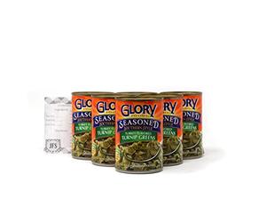 Glory Smoked Turkey Flavored Turnip Greens, Six Healthy 14.5 Ounce Cans with a JFS Recipe Card