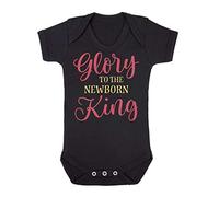 Glory to The New-Born King Style one Baby Grow Vest, 3-6 Months, Black