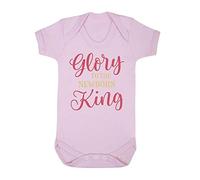 Glory to The New-Born King Style one Baby Grow Vest, 6-12 Months, Pastel Pink