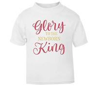 Glory to The New-Born King Style one Short Sleeve Cotton Toddler t Shirt, 1-2 Years, White