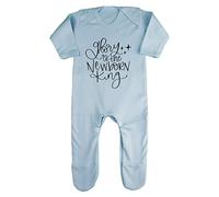 Glory to The New-Born King Style Two Baby Romper Jumpsuit with feet, 0-3 Months, Pastel Blue