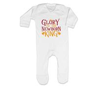 Glory to The Newborn King [BCX] Baby Romper Jumpsuit with feet, 3-6 Months, White