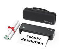 Gloryang 300DPI Portable Printer Wireless for Travel, Inkless Small Bluetooth Printers for Home Use, Compatible with Mobile Phone & Laptop, Support 8.5 x 11 Inch & A4 Thermal Printer Paper, Black
