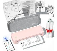 Gloryang Inkless Portable Printer for Travel, Wireless Thermal Printer Supports 8.5 x 11 Inch US Letter Size, Bluetooth Machine Includes Carry Case and 3 Rolls of Thermal Paper Kit, Pink