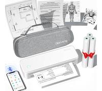 Gloryang Inkless Portable Printer for Travel, Wireless Thermal Printer Supports 8.5 x 11 Inch US Letter Size, Bluetooth Machine Includes Carry Case and 3 Rolls of Thermal Paper Kit, White