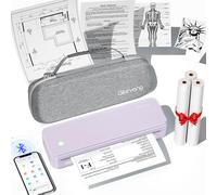 Gloryang Inkless Portable Printer for Travel, Wireless Thermal Printer Supports 8.5 x 11 Inch US Letter Size, Bluetooth Machine Includes Carry Case and 3 Rolls of Thermal Paper Kit, Purple