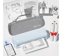 Gloryang Inkless Portable Printer for Travel, Wireless Thermal Machine Supports 8.5" x 11" US Letter Size, Bluetooth Printer Includes Carry Case and 3 Rolls of Thermal Paper Kit, Blue