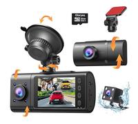 Gloryes Dash Cam, Dash Camera for Cars, 3 Channel Dash Cam Front and Rear Inside 1080P with Night Vision, G-Sensor, Parking Monitor 1S Recording, Loop Recording Car Camera with 32G SD Card