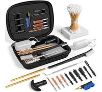 GLORYFIRE Gun Cleaning Kit Fits .22 .357/9mm .38 .40 .45 Cal Handguns & Pistols Compact Carrying Case Multiple Styles with Brass or Plastic Jags & Tips for Shooting and Range (Basic Black)
