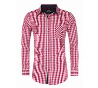 GloryStar Men's German Bavarian Oktoberfest Button Down Dress Shirts Slim Fit Plaid Long Sleeve Shirt for Lederhosen