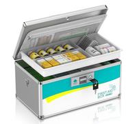 Glosen Medicine Lock Box with key, Portable Locking Medication Box, Medicine Security Organizer Storage First Aid Box with Handle 16×9.25×7.48 inch