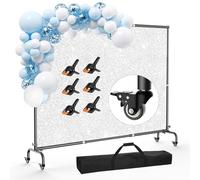 GLOSHOOTING 10x7.5ft Backdrop Stand with Wheels, Heavy Duty Backdrop Stand, Adjustable Photo Backdrop Stand, Banner Background Stand for Parties/Photography/Wedding/Studio