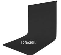 GLOSHOOTING Black Backdrop Curtain 10x20ft (WxH), Black Photo Backdrop for Photography Polyester Collapsible Background Screen for Portrait, Product Video, Pet, Photoshoot, Birthday, Party
