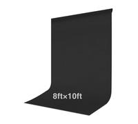 GLOSHOOTING Black Backdrop Curtain 8x10ft (WxH), Black Photo Backdrop for Photography Polyester Collapsible Background Screen for Portrait, Product Video, Pet, Photoshoot, Birthday, Party