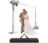 GLOSHOOTING Pipe and Drape Backdrop Stand Kit, Heavy Duty Backdrop Stand 8.6ftx10ft, Adjustable Background Stand for Photography, Wedding, Party, Events Decoration