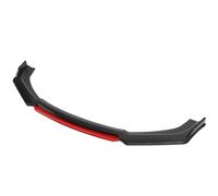 Gloss Black Red Tongue Front Bumper Lip Chin Spoiler Splitter Diffuser Body Kit Trim Air Dam Protector Universal Most Car