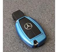 Gloss Diamond Blue Key Cover Case for Mercedes A B C CLA CLK CLS E S SLK SL CLASS Viano, Vito AMG GT Smart Remote Fob Protector 2 3 4 Button Cdi Blueefficiency Bluetec F Se Amg Line Premium S Edition