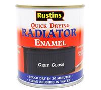 Gloss Grey Radiator Enamel Paint Rustins Quick Drying 500ml Fade Resistant