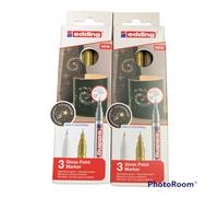 Gloss Paint Markers Gold Silver White 0.8mm Set X 2 Craft Stone Plastic Glass