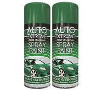 Gloss Racing Green Spray Paint 400ml Pack of 2 - Fast Drying Interior Exterior Use Petrol Resistant Non Crack Coating High Coverage Gloss Finish for Car Bike Van Metal Panels