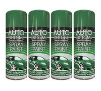 Gloss Racing Green Spray Paint 400ml Pack of 4 - Fast Drying Interior Exterior Use Petrol Resistant Non Crack Coating High Coverage Gloss Finish for Car Bike Van Metal Panels